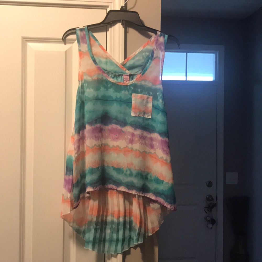 Sheer Hi Low Tank Top